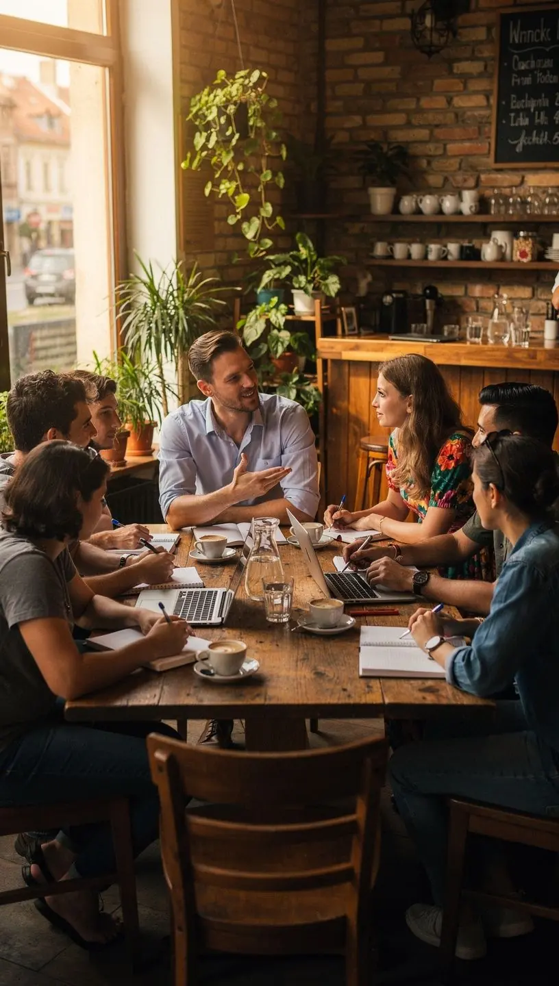 Egy előadó, aki hatékonyan használja a testbeszédet a mondanivalója hangsúlyozására.